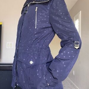 BCBGeneration Dark Blue Utility Jacket with Polka Dots